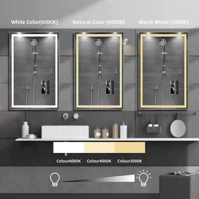 Large Dimmable LED Vanity Mirror with Front & Backlight – Anti-Fog, 3 Color Temps, Wall Mount