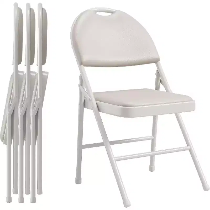 GustoWave Set of 4 Folding Chairs with Fabric Padding  Metal Foldable Guest Chairs with Backrest for Indoor/Outdoor, Office, Dining, Camping