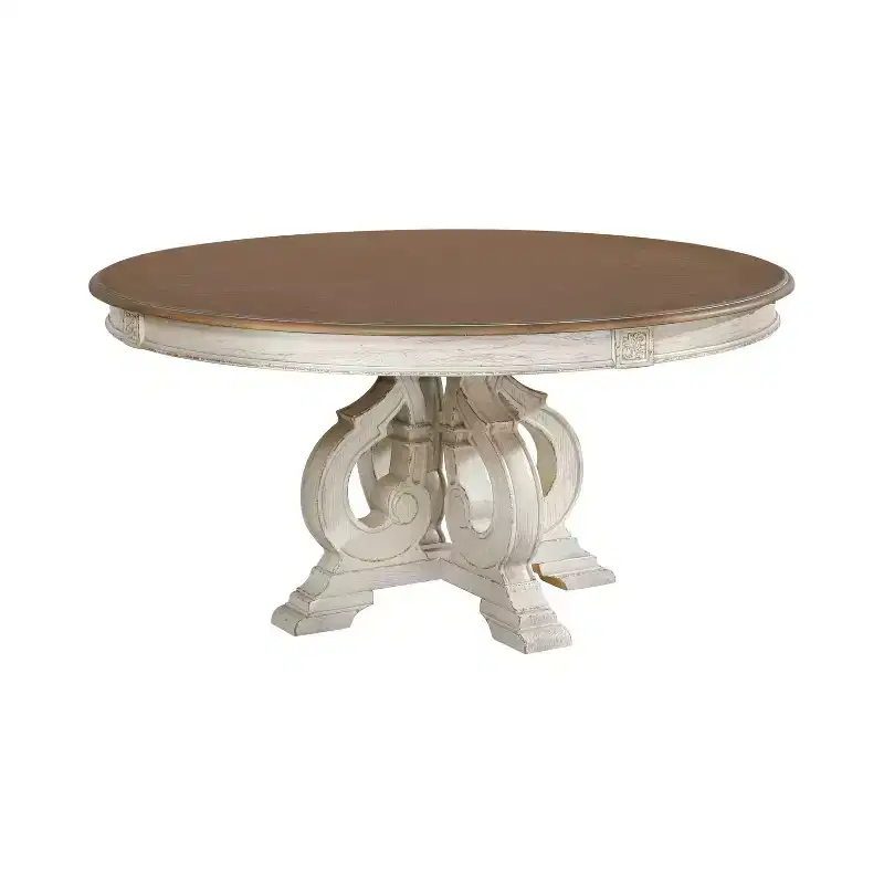 Frainio Round Dining Table White - HOMES: Inside + Out: Cottage Chic, Seats 6, Pedestal Base