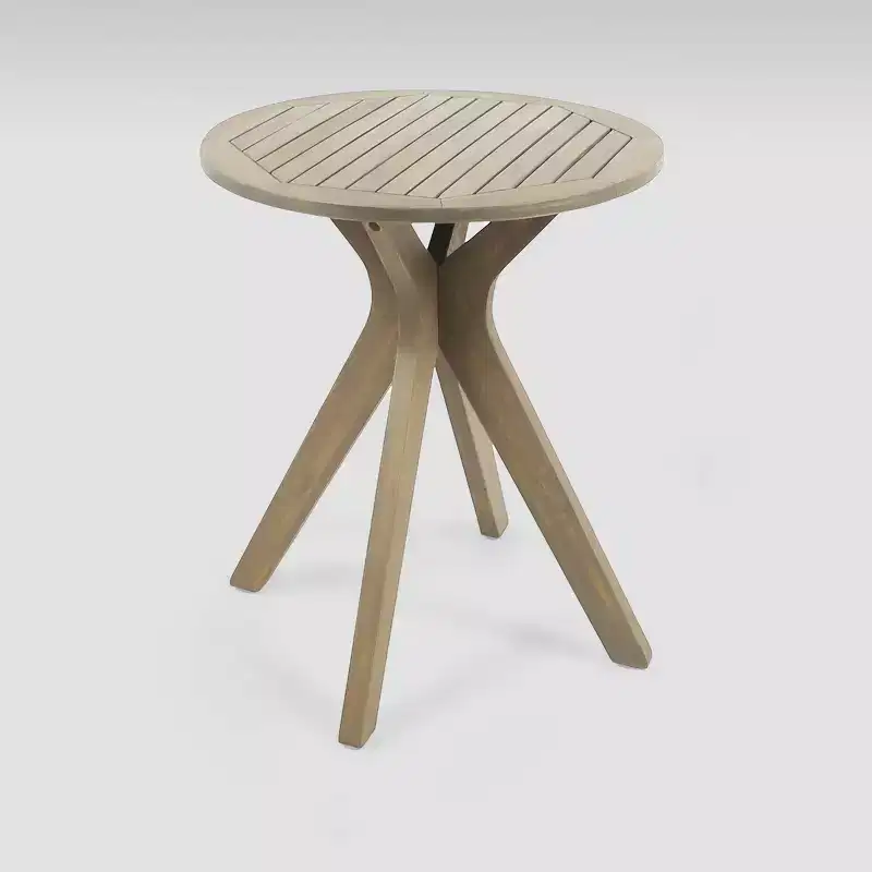 Stamford Round Acacia Wood Bistro Table with X Legs - Gray - Christopher Knight Home: Weather-Resistant, Patio Dining