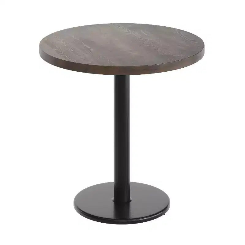 Round Solid Wood Dining Table with Cast Iron Base