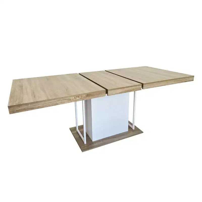 Homy Casa Extendable Dining Table, Oak and White  Modern Expandable Design