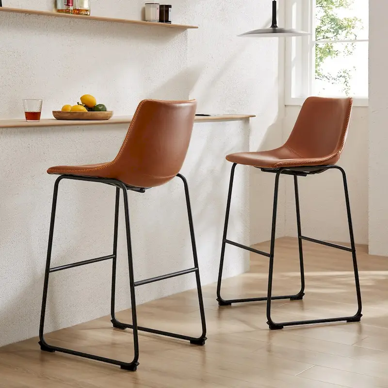 Leather 30 inch Counter Height Bar Stools (2-Pack)