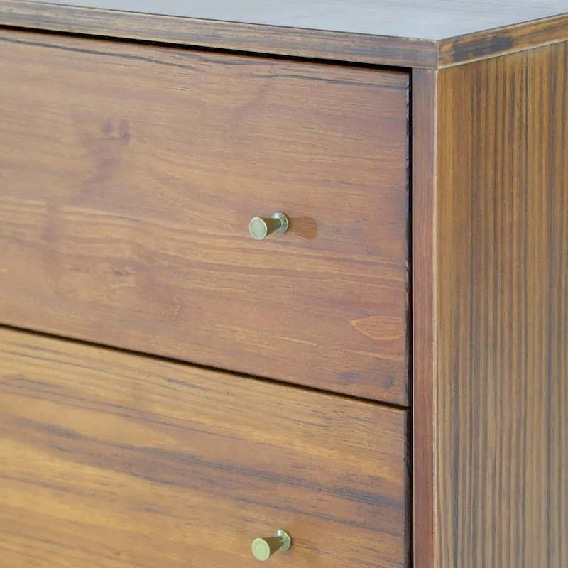Farmhouse Rustic Mid Century 5 Drawer Chest