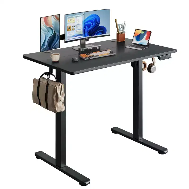 DEXYLLO 40x24 Electric Standing Desk, One-Piece Desktop with 3 Height Memory Settings, Adjustable Computer Desk for Home Office Sit-Stand