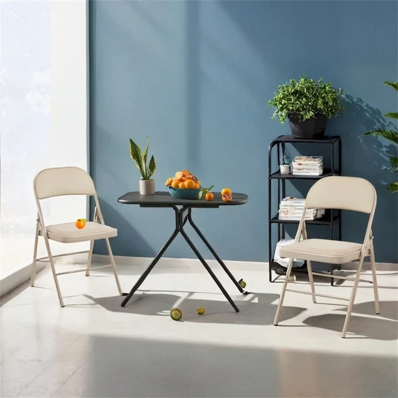Folding Chair,Leather Padded Folding Chair,Sturdy Metal Chairs,2 PCS