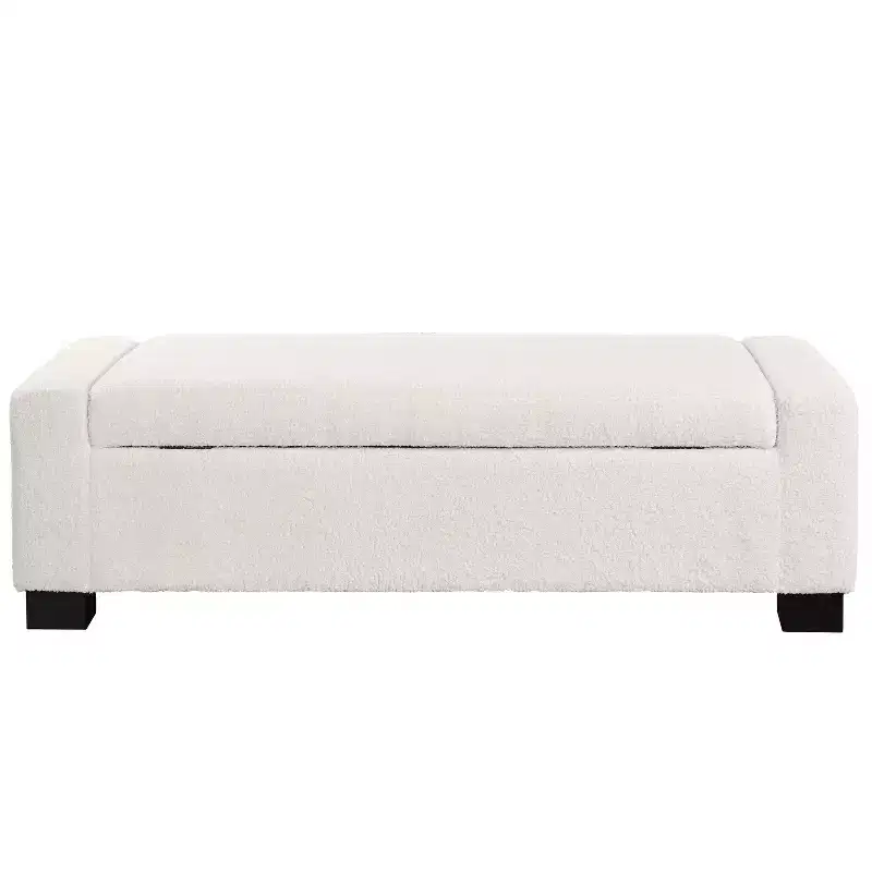 TUYOHW 50 Ottoman Bench in Textured Fabric, Rectangular Design with Hinged Lid for Seating and Hidden Storage