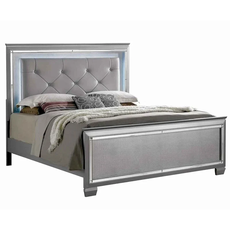 Complete King Panel Bed, Ivory Finish, Traditional Bedroom Furniture