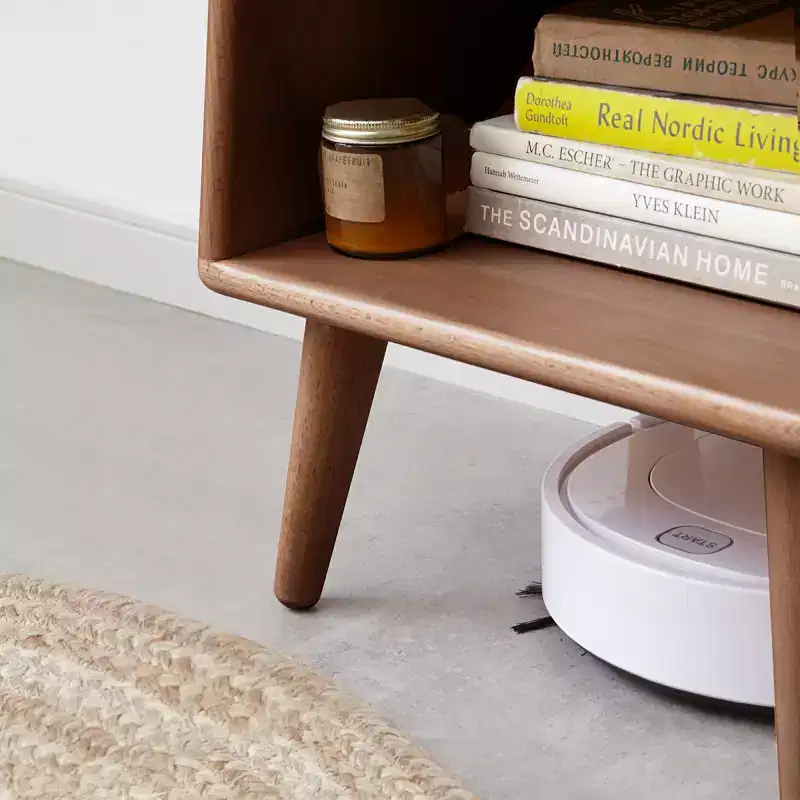 Mid-Century Modern Nightstand Sliding Door Round/Cylinder Solid Wood (W128367505)
