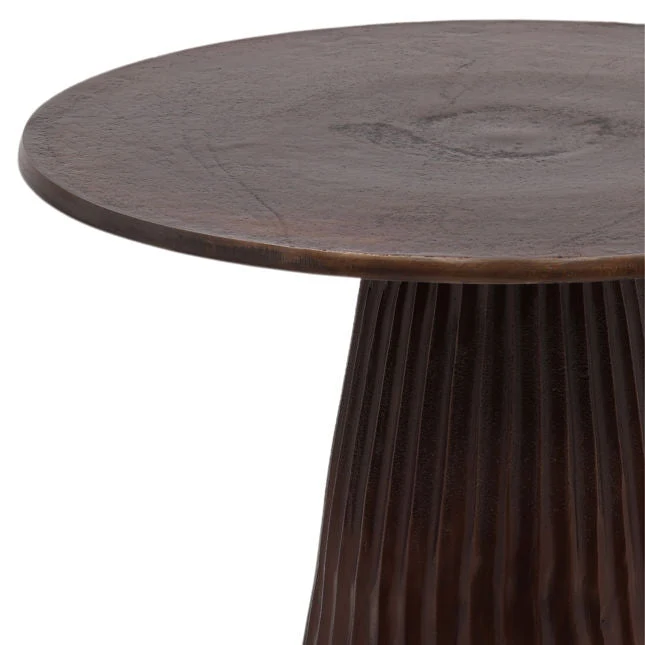 Traditional Cast Aluminum Side Table with Round Top & Antique Bronze Finish for Living Room