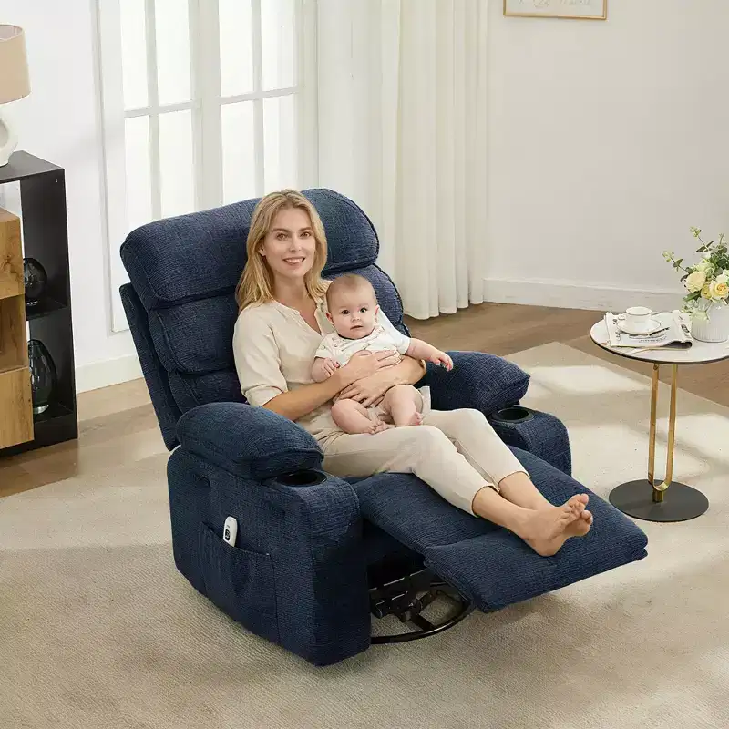 360 Swivel Massage Rocker Recliner with Heat and Glider Function