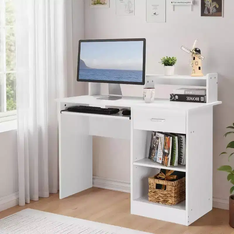 Karl Home Modern Computer Desk with Storage , Adjustable Shelf for Home Office and Gaming