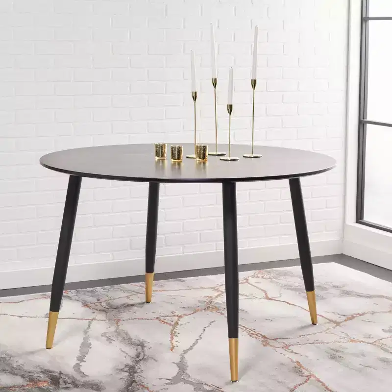 Round Dining Table in Black and Gold