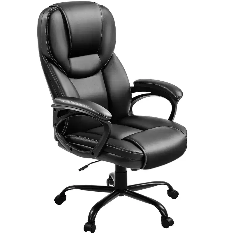 Faux Leather Executive Office Chair with Ergonomic High Back, Black