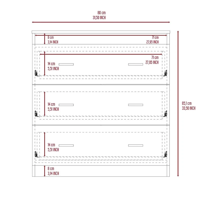 FM Furniture Burlington Dresser with 3 Drawers