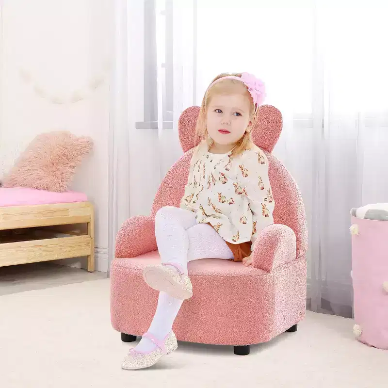Costway Kids Sofa Toddler Armchair Chair with Solid Sturdy Wood Construction Plush Fabric