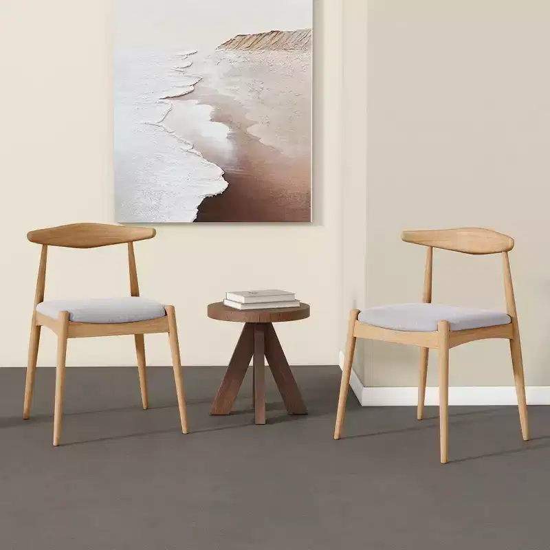 GDFStudio Virgil Mid Century Modern Fabric and Rubberwood Dining Chairs (Set of 2)