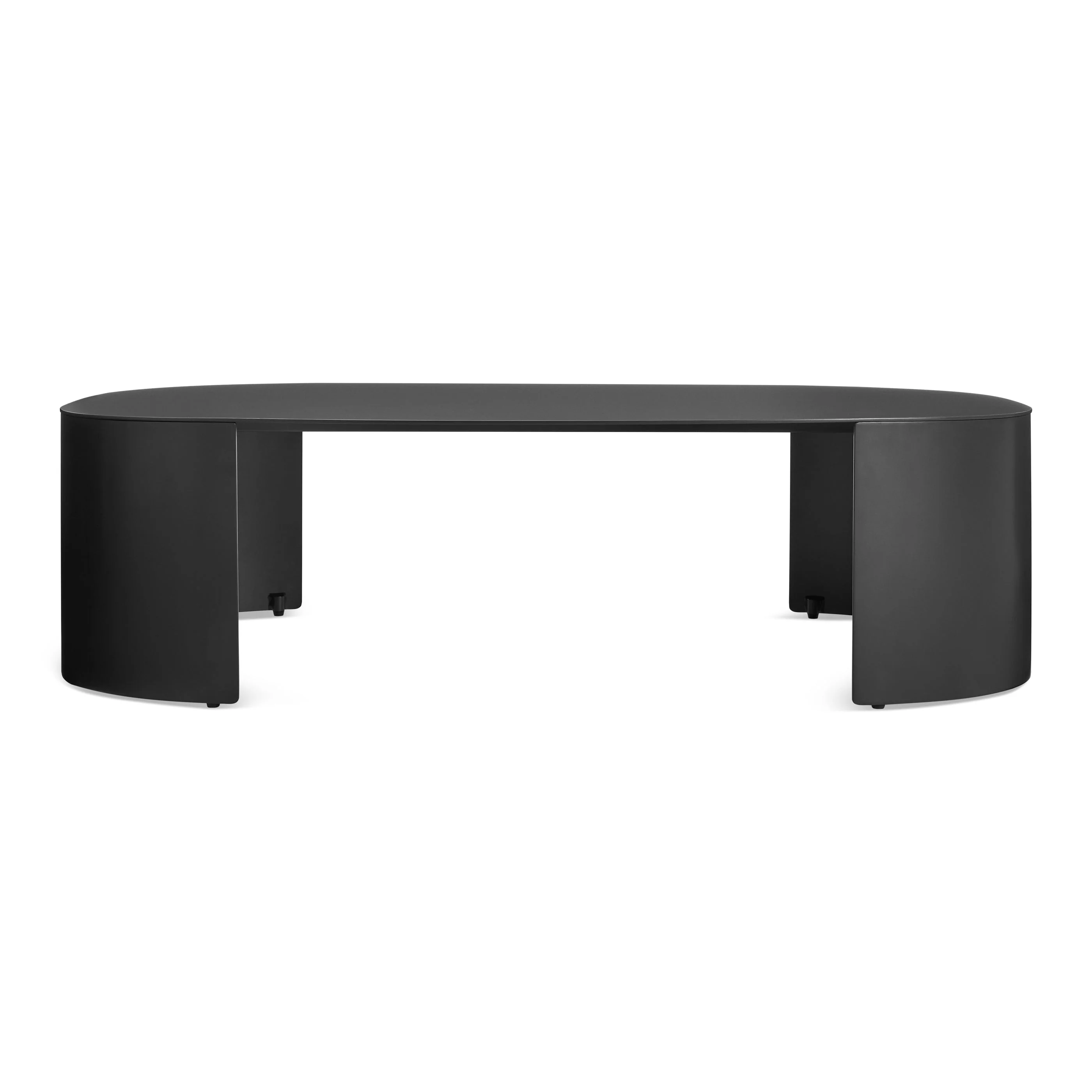 Modern Grey Blue Aluminum Coffee Table with Curved Round-Edge Design for Living Room