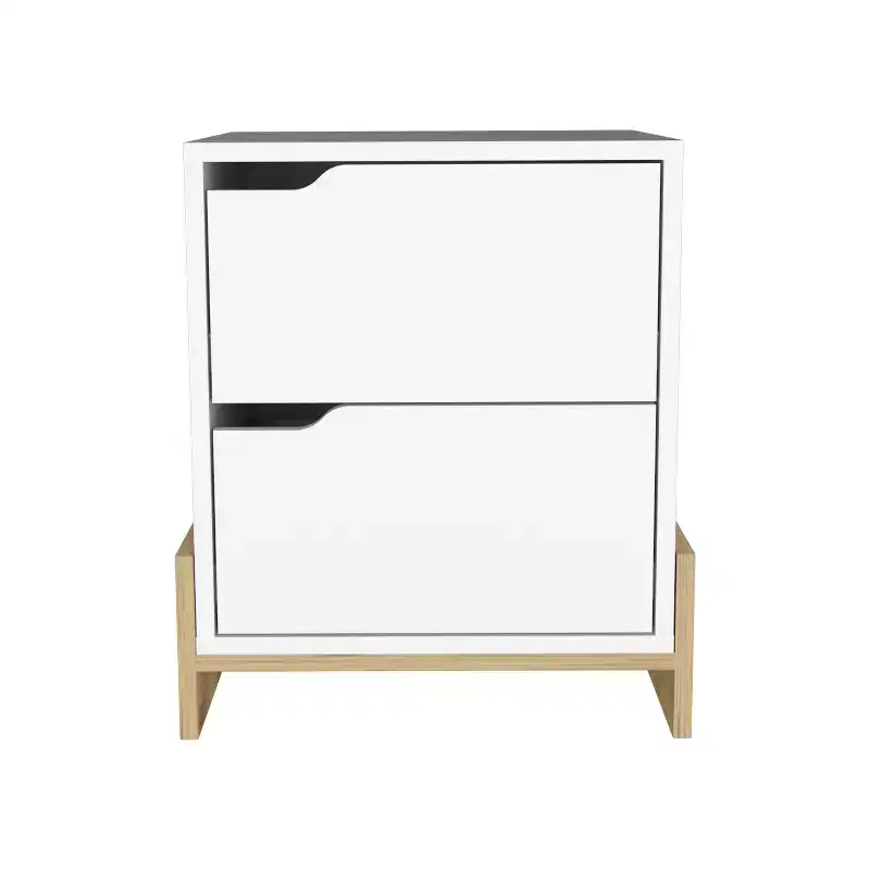 Nightstand, Bedside Table with 2 Drawers, Contemporary Style, Space-Saving